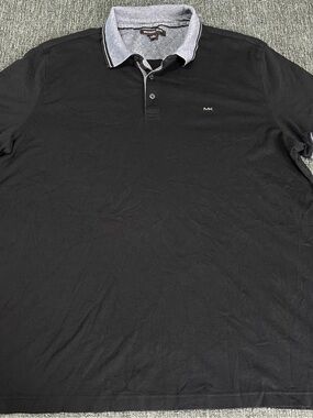 Michael Kors Men's Short Sleeve Cotton Polo Shirt Black Size XL Collar Designer